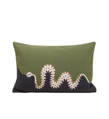 Housse De Coussin  Coton rebrodé d'un serpent en chaînette Madura