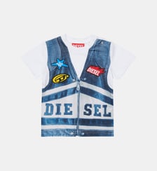 T-shirt avec imprimé effet gilet en denim Diesel Kids