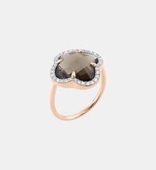 Bague, quartz fume grand modèle, diamants, or rose Morganne Bello