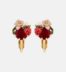 Boucles d'oreilles fraise des bois et pierre rouge Les Néréides