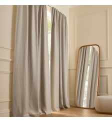 Rideau occultant, en lin lavé, finition ruflette AM.PM