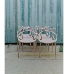 Lot de 4 fauteuils en plastique rose Jakob N°1413- Produit chiné Debongout