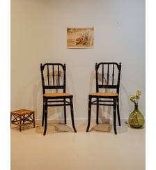 Paire de chaises en bois noir Claude N°1219- Produit chiné Debongout
