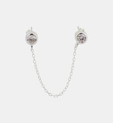 Bijoux d'oreilles 2 puces et chaine - zircon et argent 925 Balaboosté