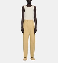 Pantalon large en coton et lin à pli Sandro