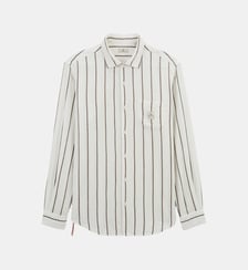 Chemise manches longues à rayures larges en coton Serge Blanco