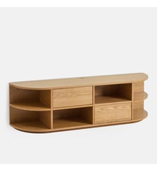 Meuble TV hifi suspendu en plaqué chêne, 2 portes, 6 niches, L160 cm La Redoute Interieurs