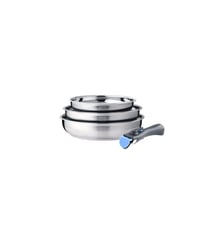 Batterie de cuisine de 3 poeles 20-24-26cm + 1 poignée Arthur Martin