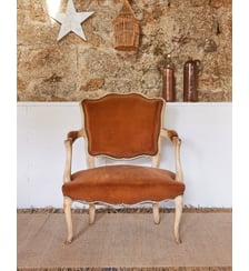Fauteuil voltaire en bois patiné Ernest N°821- Produit chiné Debongout