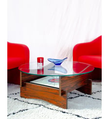 Table basse en palissandre, céramique et verre Donna N°1655 - Produit chiné Debongout