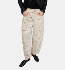 Pantalon coupe barrel en denim imprimé Adolfo Dominguez