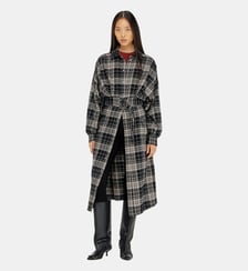 Robe midi en flanelle à carreaux avec large ceinture Diesel