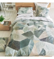 Housse de couette imprimée en percale de coton, GEO MODERNE PEWTER Designers Guild