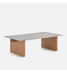Table basse rectangulaire, en métal acier brossé et plaqué chêne La Redoute Interieurs