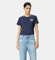 T-shirt à manches courtes avec broderie bijou love birds Pinko