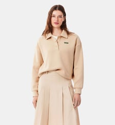 Sweatshirt col polo côtelé oversize Lacoste