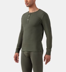 T-shirt Henley Army en coton côtelé Ron Dorff