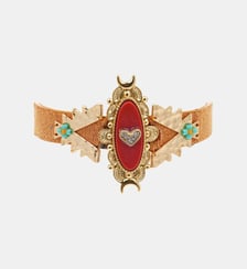 Bracelet manchette suédine avec cabochon central baroque SUGUAR Hipanema