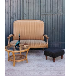 Banquette en tissu rayé beige Clara N°150- Produit chiné Debongout