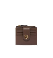 Petit portefeuille en cuir lisse à logo Pinko