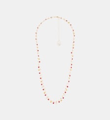 Collier perles à facettes rouges et orange Balaboosté