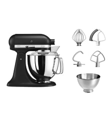 Robot pâtissier 5KSM175PSEBK Artisan Truffe Noire, 4,8 L, bol avec poignée + bol 3 L, batteur souple et couvercle Kitchenaid