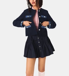 Veste en tweed et galons denim Maje