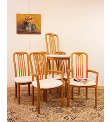 Lot de 4 chaises et 2 fauteuils en bois Alma N°1918- Produit chiné Debongout