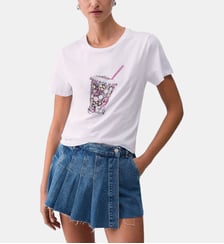 T-shirt avec imprimé et applications Liu Jo