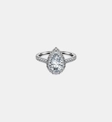 Bague solitaire halo Eternity, Diamants de synthèse 1,3 ct tw, Forme de poire, Or blanc 18 carats Swarovski