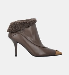 Bottines en fourrure synthétique à bout métallisé Pinko