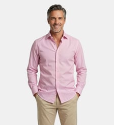 Chemise tissu natté rose poignets mousquetaires coupe cintrée Atelier Privé
