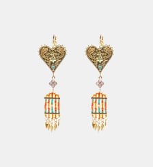Boucles d'oreilles dormeuses pendantes avec cœurs martelés et perles VITTORA Hipanema