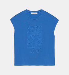 T-shirt sans manches col rond imprimé broderie TUNSET La Petite Etoile