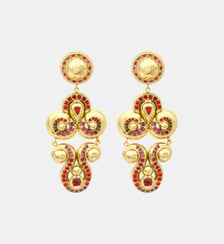 Boucles d'oreilles clips  en résine métallisée dorée et cristaux  - Gloria Satellite