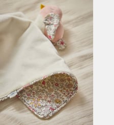 Doudou oiseau en tissu Liberty Cyrillus