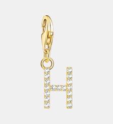 Thomas Sabo Pendentif Charm lettre H avec pierres blanches plaqué or doré or jaune 18 carats, Argent sterling 925 Thomas Sabo