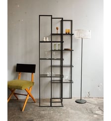 Grande étagère en métal et plexi fumé Isabelle N°229- Produit chiné Debongout