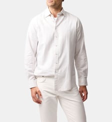 Chemise droite en lin et coton à rayures manches longues Bastia Hill Rodd & Gunn