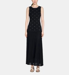 Robe longue strassée imprimé fleur Sandro