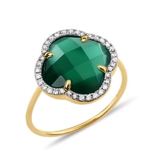 Bague, agate verte, diamants, or jaune Morganne Bello