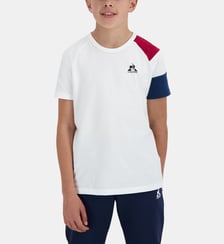 T-shirt droit tricolore en coton mixte Le Coq Sportif