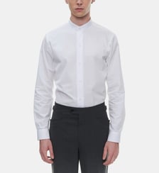 Chemise droite popeline de coton col officier Fursac