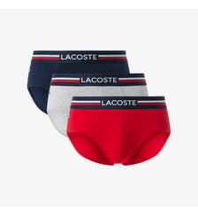 Lot de 3 slips coton uni ceinture siglée Lacoste