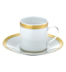 Tasse à café avec soucoupe en porcelaine finition or - MALMAISON Christofle