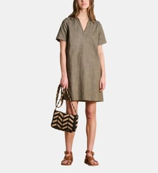 Robe courte chemise en jean à manches courtes La Fée Maraboutée