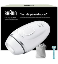 Epilateur lumière pulsée IPL PL1114 Silk-expert Mini, 1 teêt, 1 rasoir gillette Venus, 1 pochette Braun