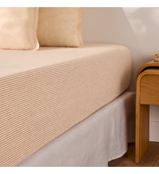 Drap-housse en lin lavé, bonnet 30 cm, à rayures La Redoute Interieurs