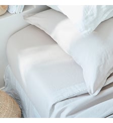 Drap housse en chanvre lavé bonnet 30 cm, CHANVRE DÉLICAT Blanc Cerise