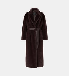 Manteau long ceinturé en fourrure synthétique Pinko
